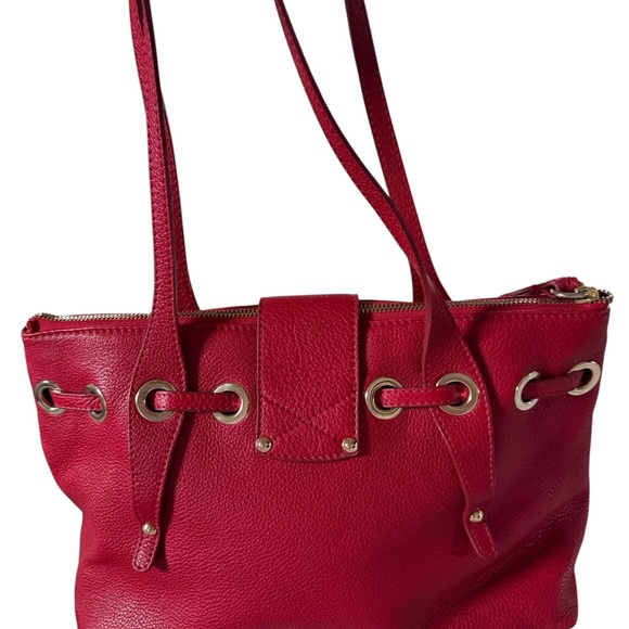 Jimmy Choo Cherry Red Pebbled Leather Shoulder Bag with Gold Hardware - Picture 3 of 10